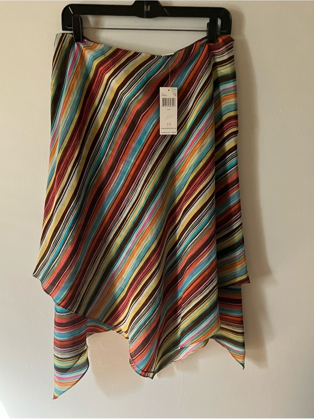 Dana Buchman Multicolor Diagonal Stripe Handkerchief Hem Skirt NWT